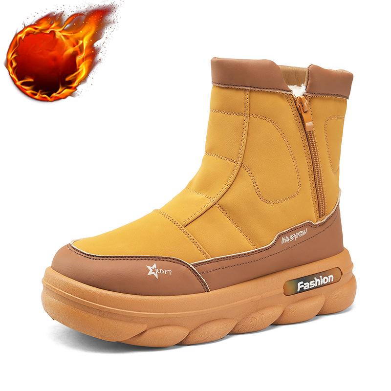 

Мужские зимние теплые ботинки для снега с нескользящей подкладкой из искусственного меха, короткие ботинки для ходьбы, водонепроницаемые, удобные, пушистые ботинки для мужчин 44