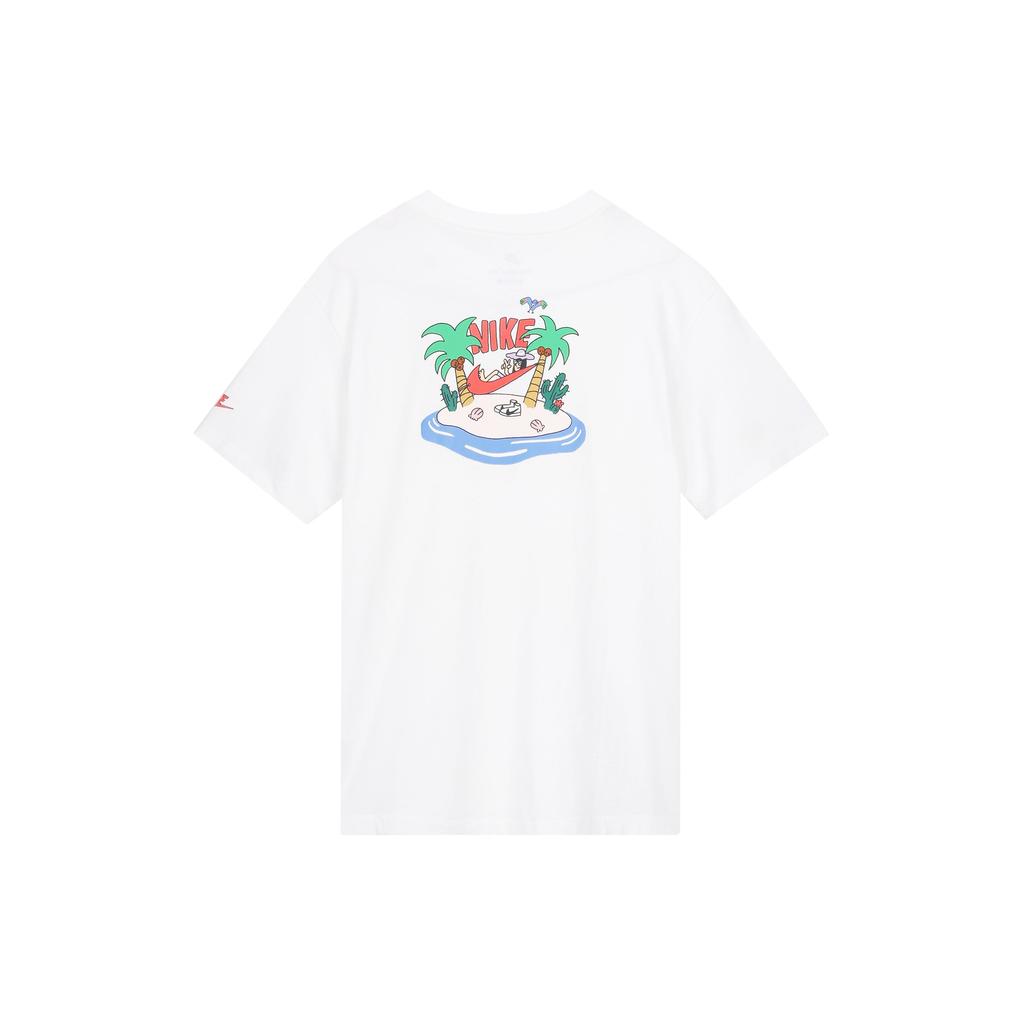 Nike Plant Print Round Neck American Vintage Breathable Loose Sports Casual Short Sleeve Drop Shoulder T-Shirt Women T-Shirt White DV6133-100