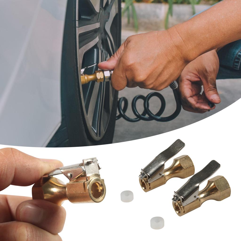 Car Tire Air Chuck Inflator Pump Valves Connector Clip-on Adapter Car Brass1/4 Tyre Wheel Valves For Inflatable Pump
