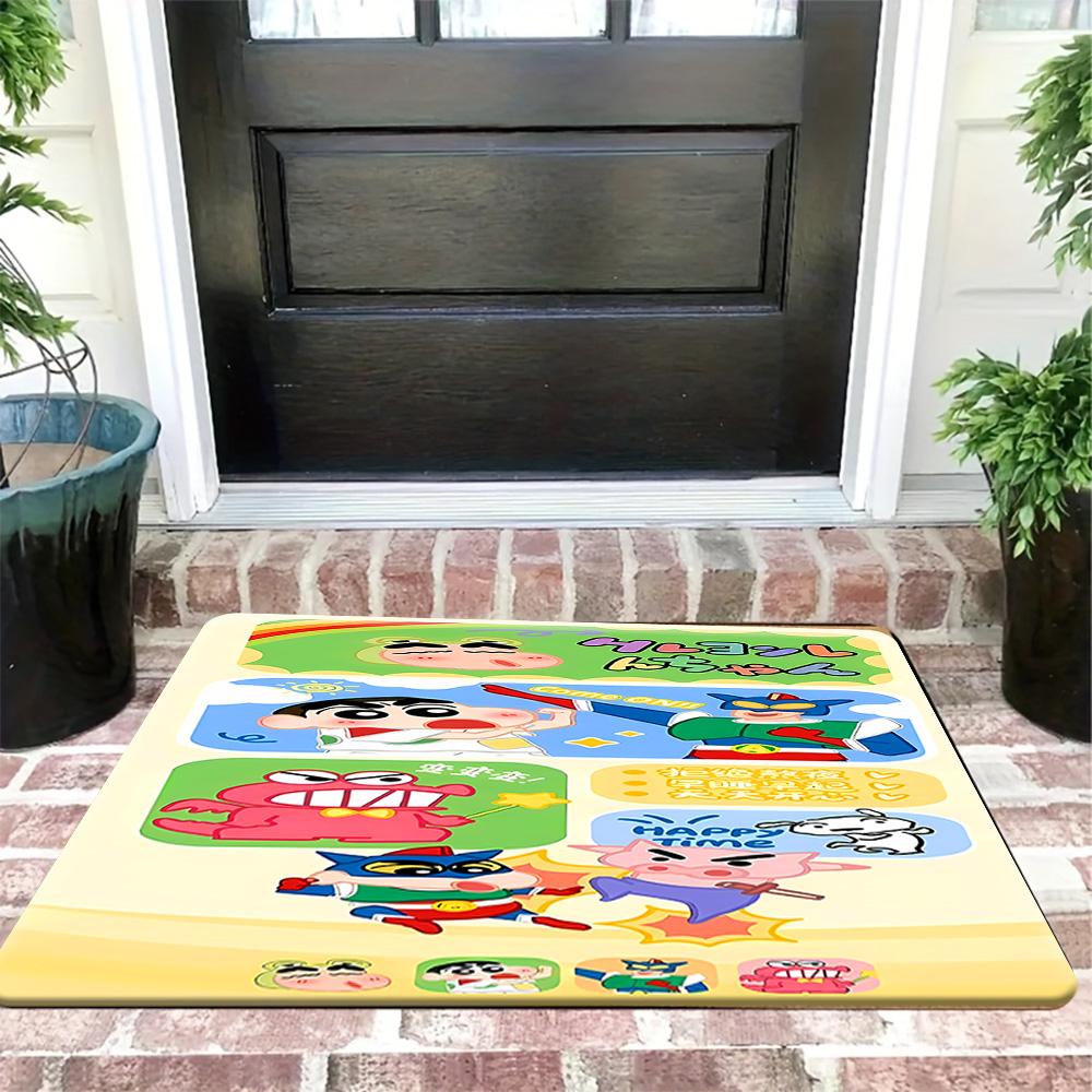 

Crayon Shin-chan Funny Pinch Cheek Print Non-Slip Door Mat Washable Welcome Mat for Home Entrance Bathroom Kitchen Decor 40cm x 60cm