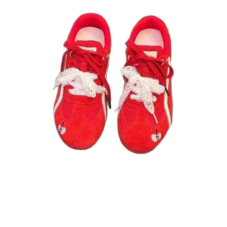 Red Apple retro německé tréninkové boty dámské 2025 nové módní všestranné síťované prodyšné ploché ležérní boty Forrest Gump