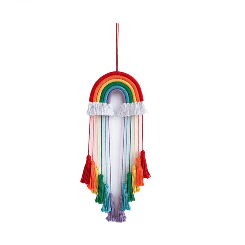 Rainbow-color Wall Hanging Decoration Children Hairpin Storage Hanging Tassel Pendant Organizing