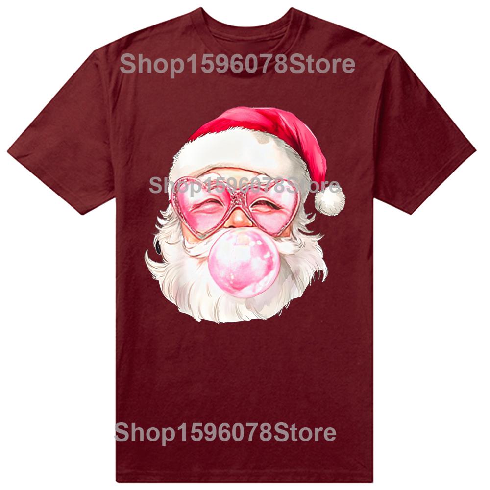 Vintage Retro Christmas Pink Sunglasses T-Shirt Summer Men Clothing Fashion T Shirts Cotton Short Sleeve Oversized T-shirt Tops