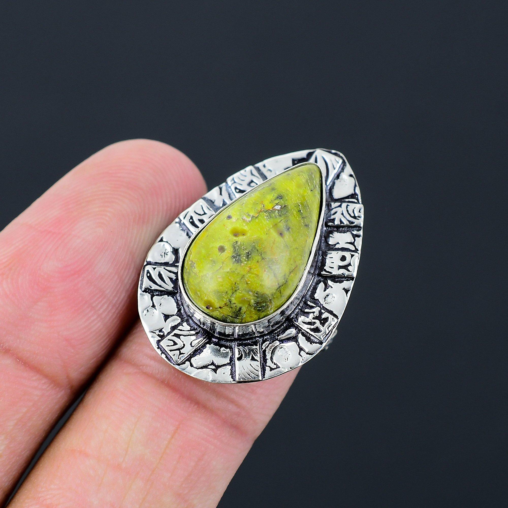 Natural Atlantisite Gemstone 925 Silver Stackable Ring Size 6.5 For Women 6.5