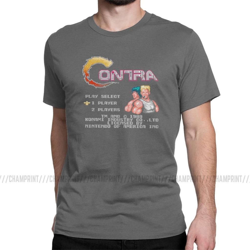Contra NES Retro Video Game Mens T Shirts Funny Tees Short Sleeve Round Neck TShirt 100 Cotton Birthday Gift Tops
