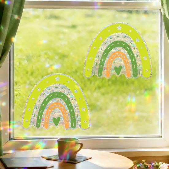 Regenbogen Sonnenfänger Fensteraufkleber Bunte Prismatische Blumen Kollisionsschutz Fensteraufkleber Wiederverwendbar Statisch Glastür