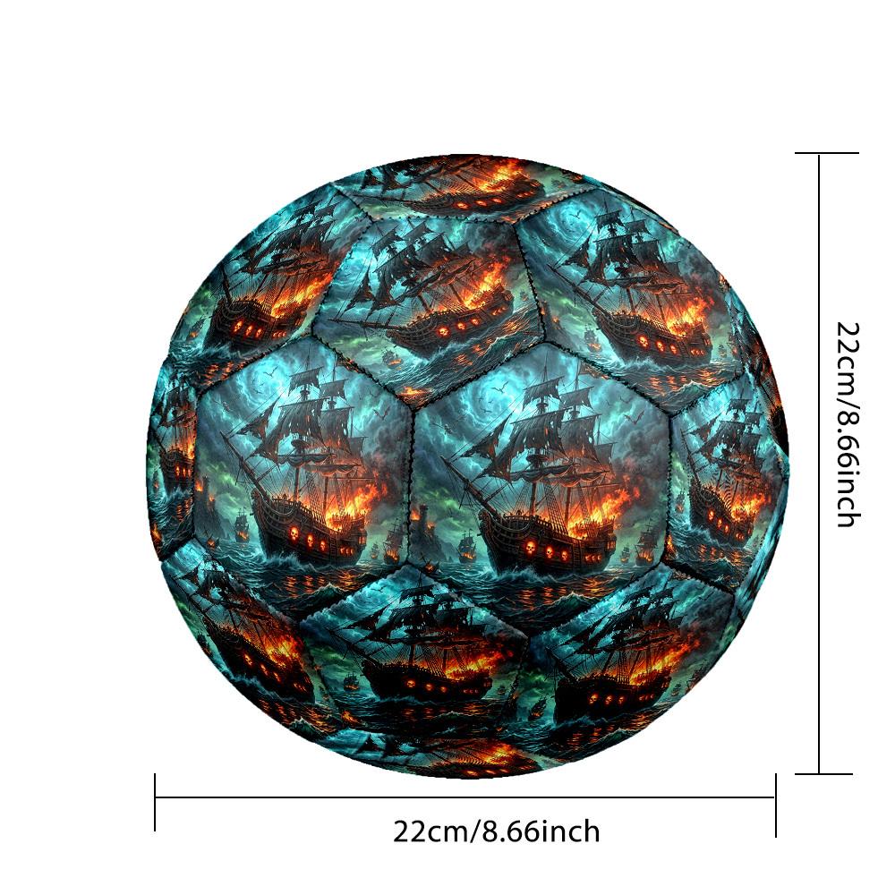 1pc Pirate Ship Storm Theme Soccer Ball Football, Size 5, Lightweight PVC, Outdoor Training Soccer Ball,Sports Gift T61413