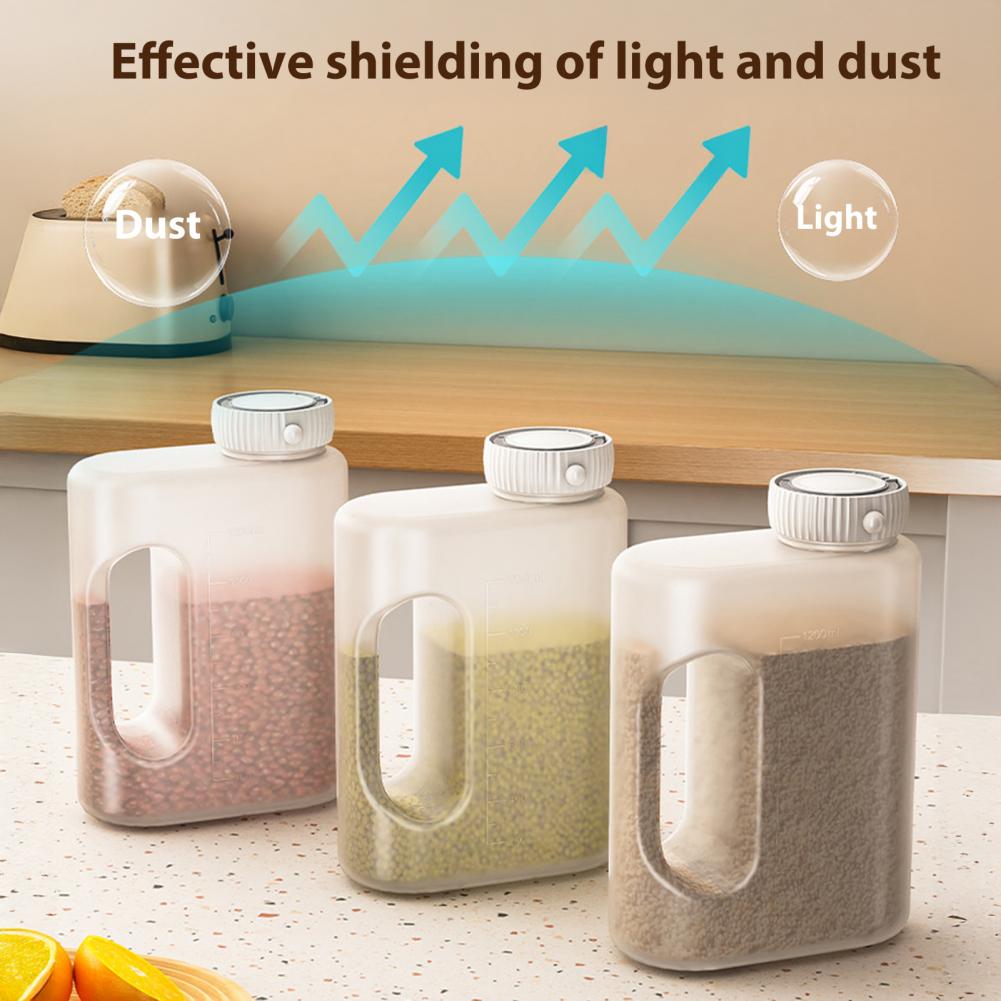 Beans Tank Storage Container Grain Storage Container with Tick Marks Ergonomic Handles Beans Tank Transparent Food for Precise