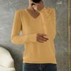 Women's Fashion Loose Knit Sweater Bottom Shirt V-Neck Pullover Long Sleeve Solid Color Top