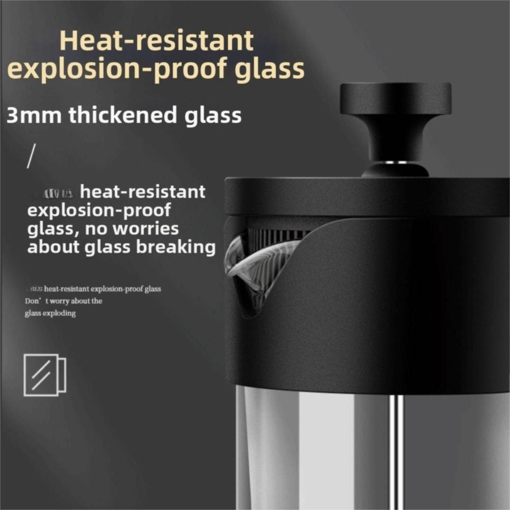 Thickened Glass French Press Coffee Maker Rust-Free Hand Punch Pot  Camping Travel
