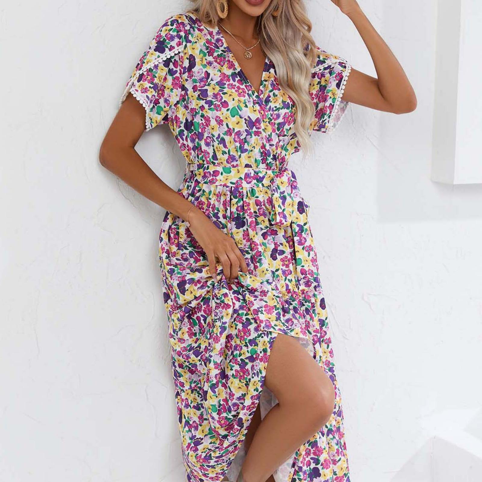 

Женское платье 2025 Лето Маленькое цветочное платье XXL