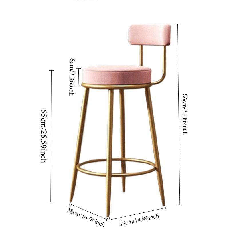 Nordic Bar Chairs Modern Iron Art High Stools Kitchen Backrest Bar Stools Cafe Velvet Chair Counter Work Stools Home Furniture