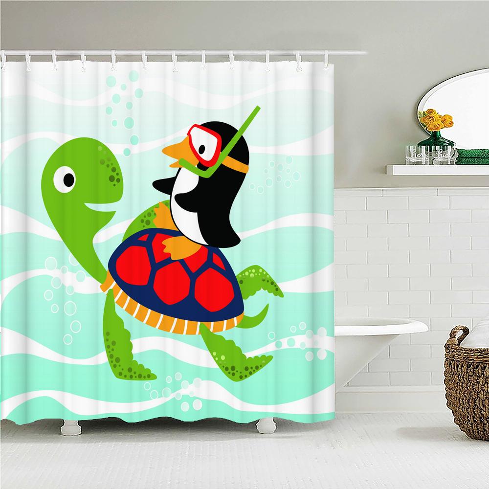 

Cartoon Lovely Printed Fabric Shower Curtains Cute Rabbit Animal Bath Screen Waterproof Products Bathroom Decor With Hooks W60H190(CM)-1 Pcs