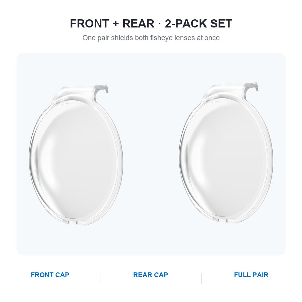 Transparent Lens Protector for DJI Osmo 360 II2 & Osmo 360, 2Pcs Clear PC Front Rear Lens Cap Scratch Proof 360 Camera Accessory