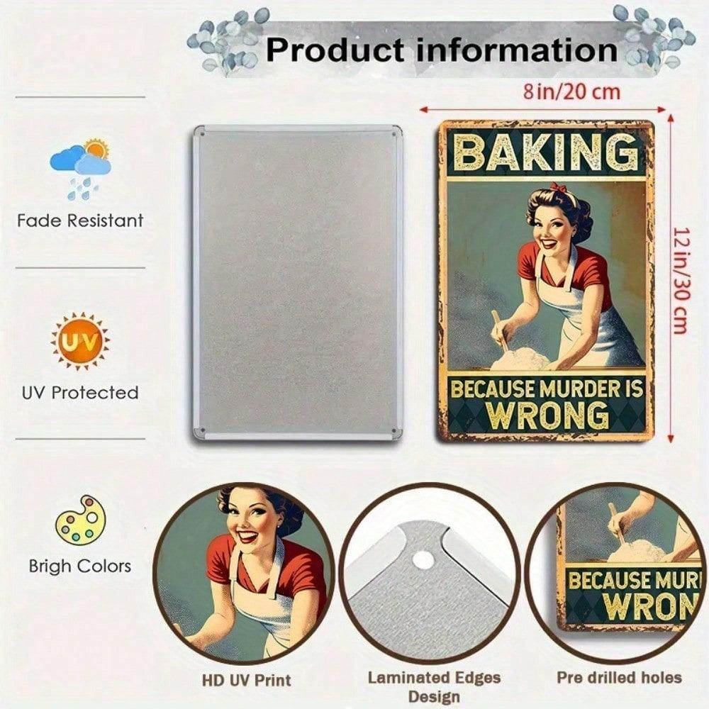 Funny Baking Tin Sign Vintage Kitchen Wall Art 8x12 Inches Home Bar Decor Metal