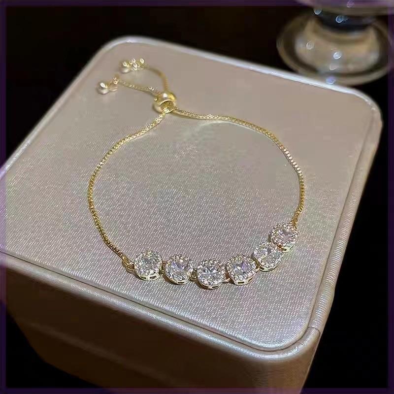 Modern Design Geometric Zircon Bracelet For Women Light Luxury Jewelry Gold
