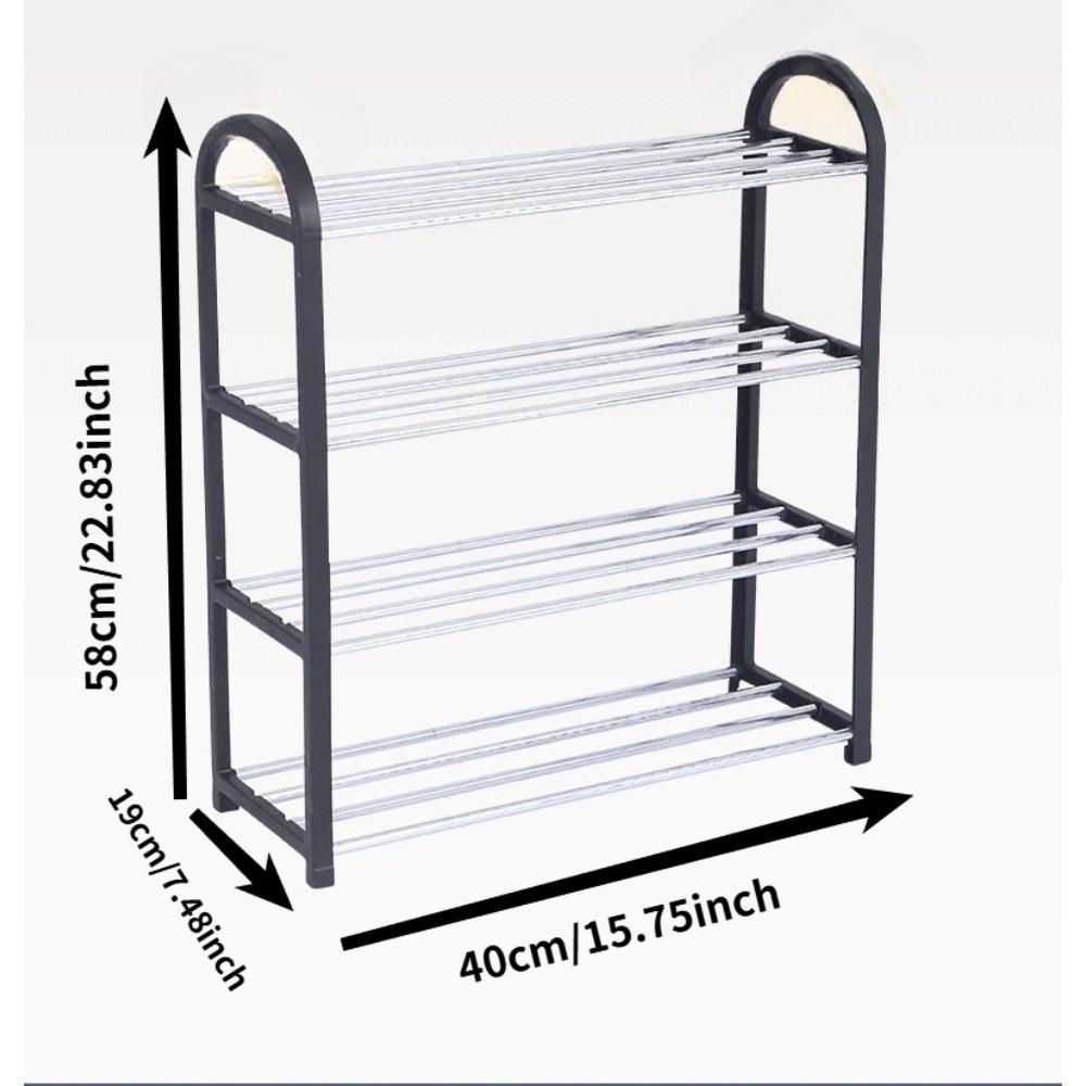 4-Tier Simple Shoe Rack Free Standing Metal Shoe Organizer Space Saving Shoes Storage Shelf Easy Assembly Shoe Holder