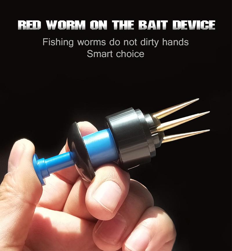 Red Worm On Bait Device Linked To Red Worms Web Earthworm Bloodworm Clip Live Bait Bundled Fishing Accessories Gear Supplies