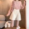 2024 New Plus Size A-Line Wide-Leg Wool Shorts: High-Waist Slimming Casual Pants for Early Autumn.