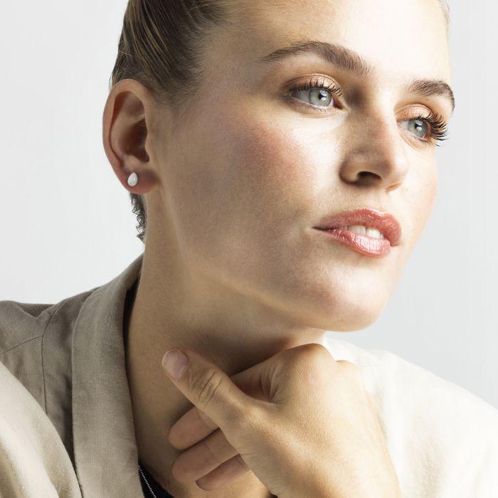 Luxenter Boucles d'oreilles argent 925 avec nacre blanche finition en rhodiée - Yedia