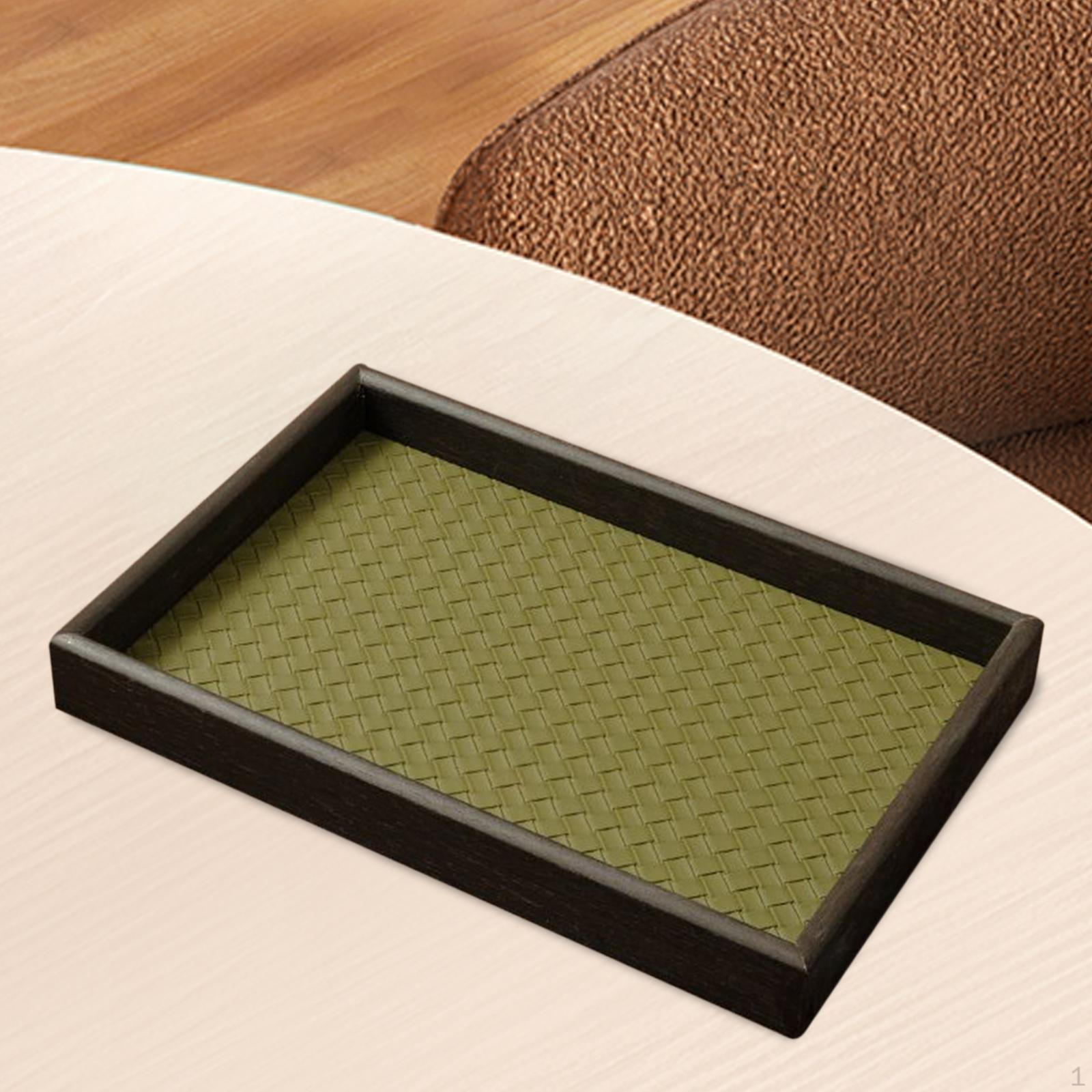 

Плоский поднос для украшений, подставка для мелочей, поднос для браслетов, комод, деревянный органайзер-держатель из ПУ кожи для темно-зеленого