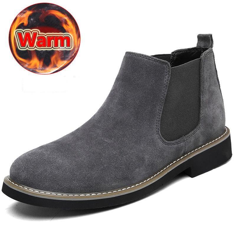 Fashion Fashion Men Elevator Shoes Chelsea Boots 6CM Invisible Inner Increase Shoes Men's Height Increasing Shoes New Leather Men Boots