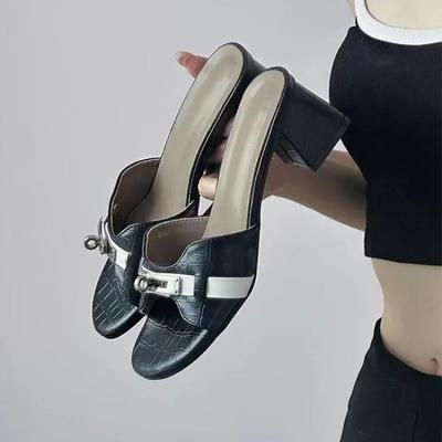 Fashion Women's Shoes 2025 Fashion Peep Toe Women's Slippers New Metal Decoration Dress Slippers Women Summer Best Seller Heels Women
