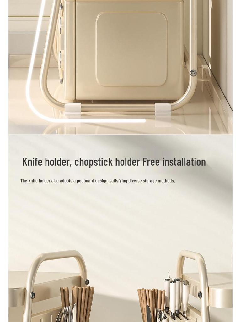 Cremefarbenes Doppelschicht-Küchenregal im Stil für Mikrowelle und Reiskocher