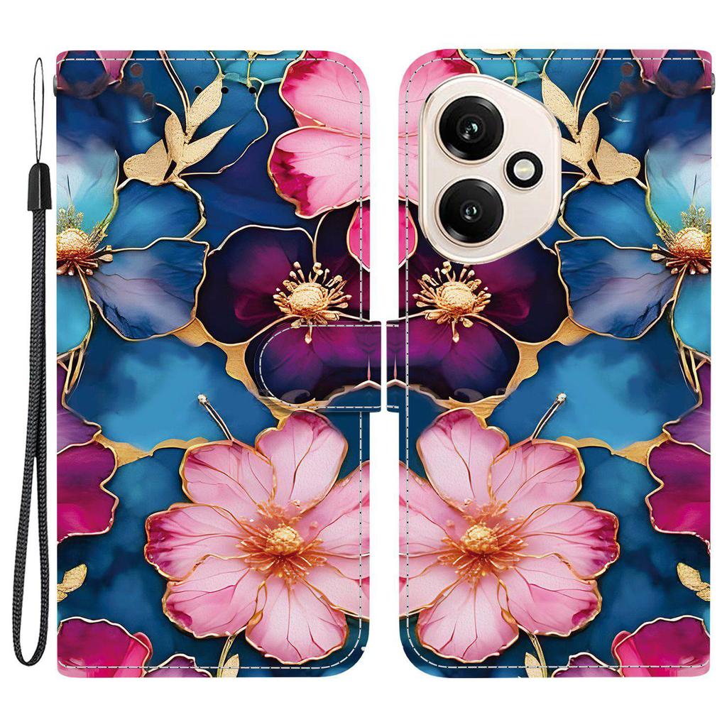 For Honor 400 5G (Global) Wallet Case Pattern Printing Leather Stand Phone Cover with Strap