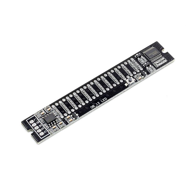 Mini Double Dual 12-bit LED Music Level Indicator Module Adjustable Light Speed VU Meter Stereo Amplifier Board with AGC Mode