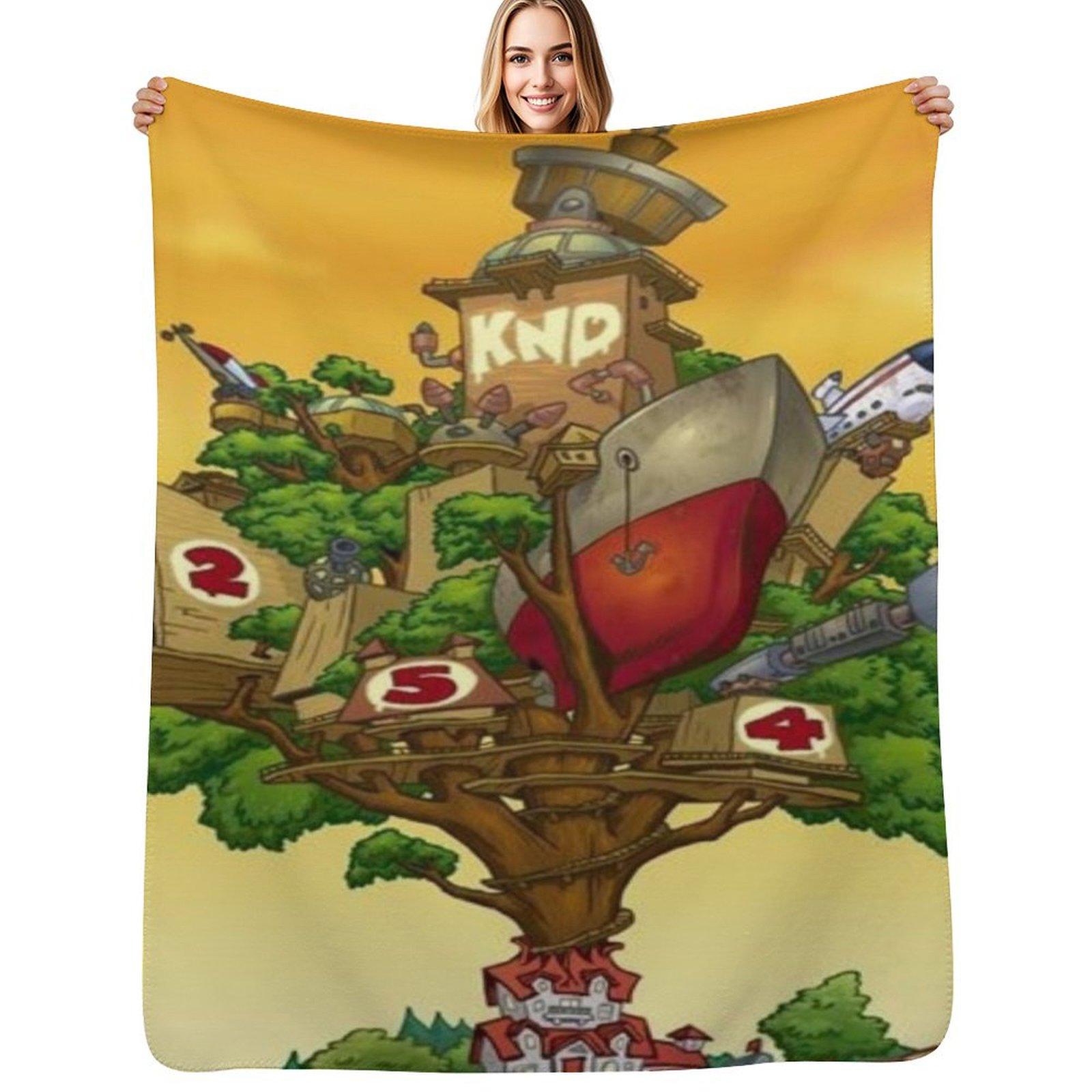 Knd tree house Throw Blanket Spring Fall Cozy Throw Blanket for Couch Size: 75*100cm, Weight: 230 GSM