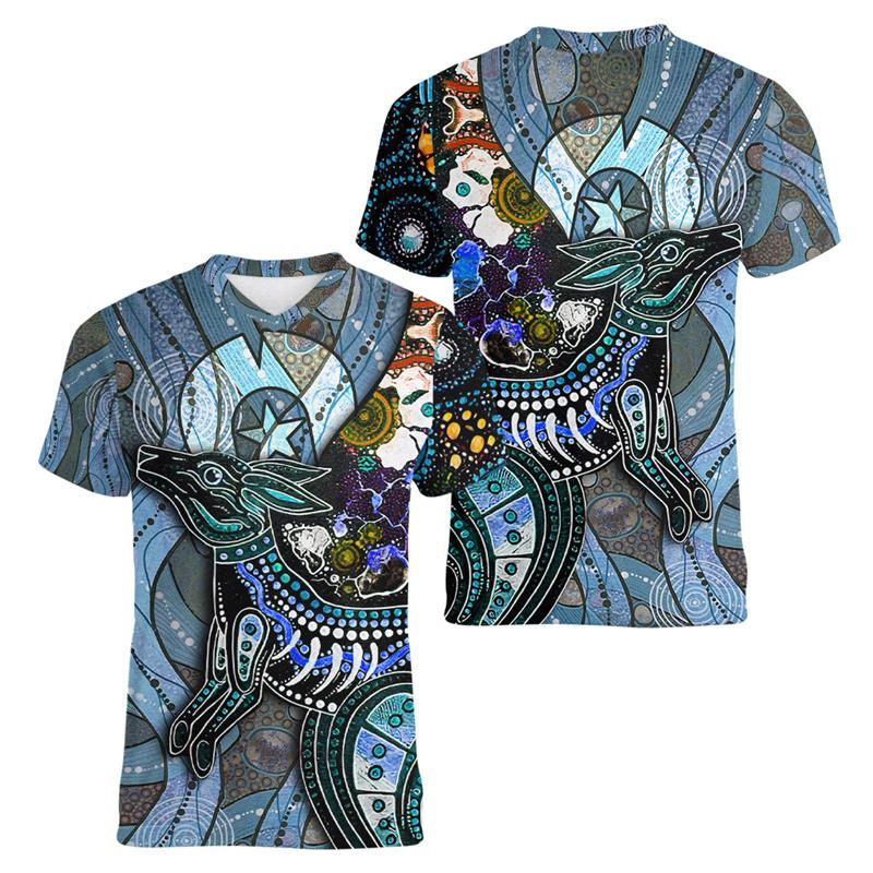 Tricou cu Model Cangur Australia Bărbați Imprimat 3D Animal Tricou Sport Gât în V Mânecă Scurtă Topuri Vară Tenis Fotbal Tricouri