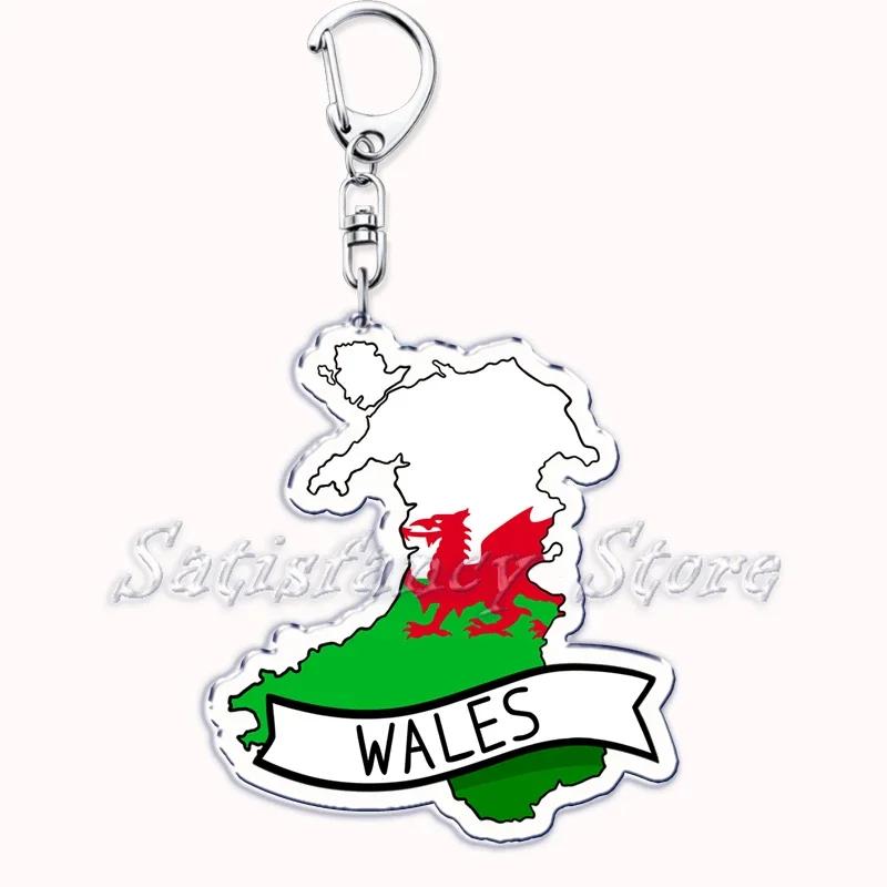 France Scotland Country Maps with Name Acrylic Keychains Keyring for Accessories Bag Pendant Key Chain Ring Jewelry Friend Gifts