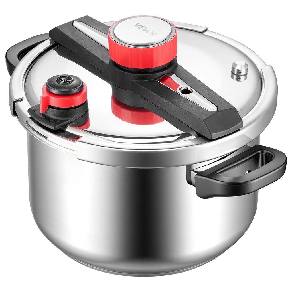 Pressure Cooker, 9L Pressure Cooker Stainless Steel, Pressures Canner with Steaming Rack, Tempered Glass Lid, Three Pressures Settings for Meat,