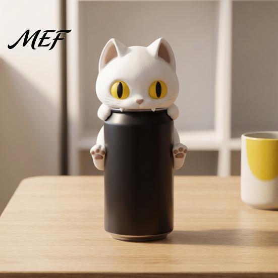 Funny Desktop Ornament 3D Printed Bat Can Holder, Cartoon Vampire Cat Stand Soda Holder for Standard Cans, Halloween Decor, Novelty Party Gift Drink