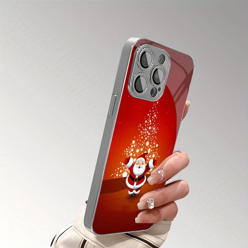 Christmas Santa Claus Snowman Pattern Electroplated Silver Phone Case For Samsung Galaxy S25 S24 S23 Ultra Plus FE Glass Cover