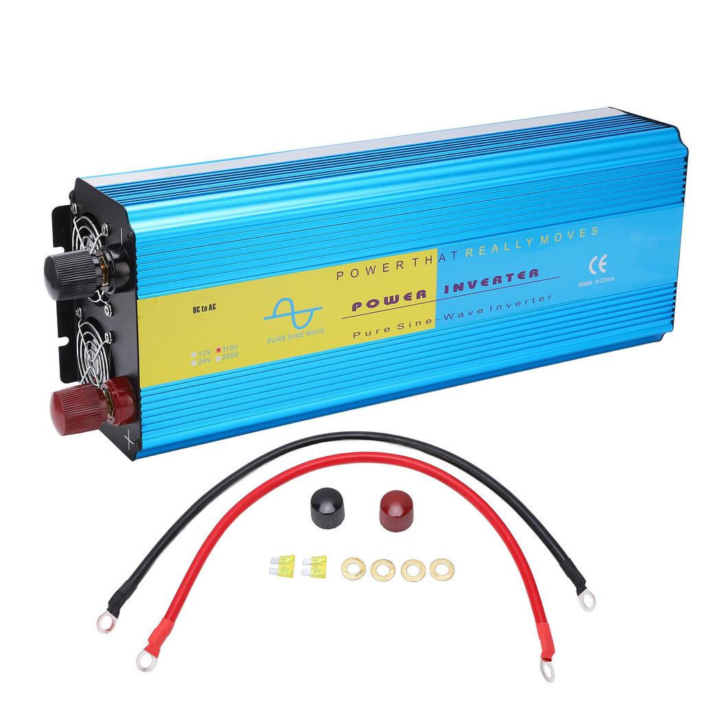 4000W DC12V Inverter LCD Display Dual Universal Plug 2 Cooling Fans Pure Sine Wave Converter for Car Outdoor
