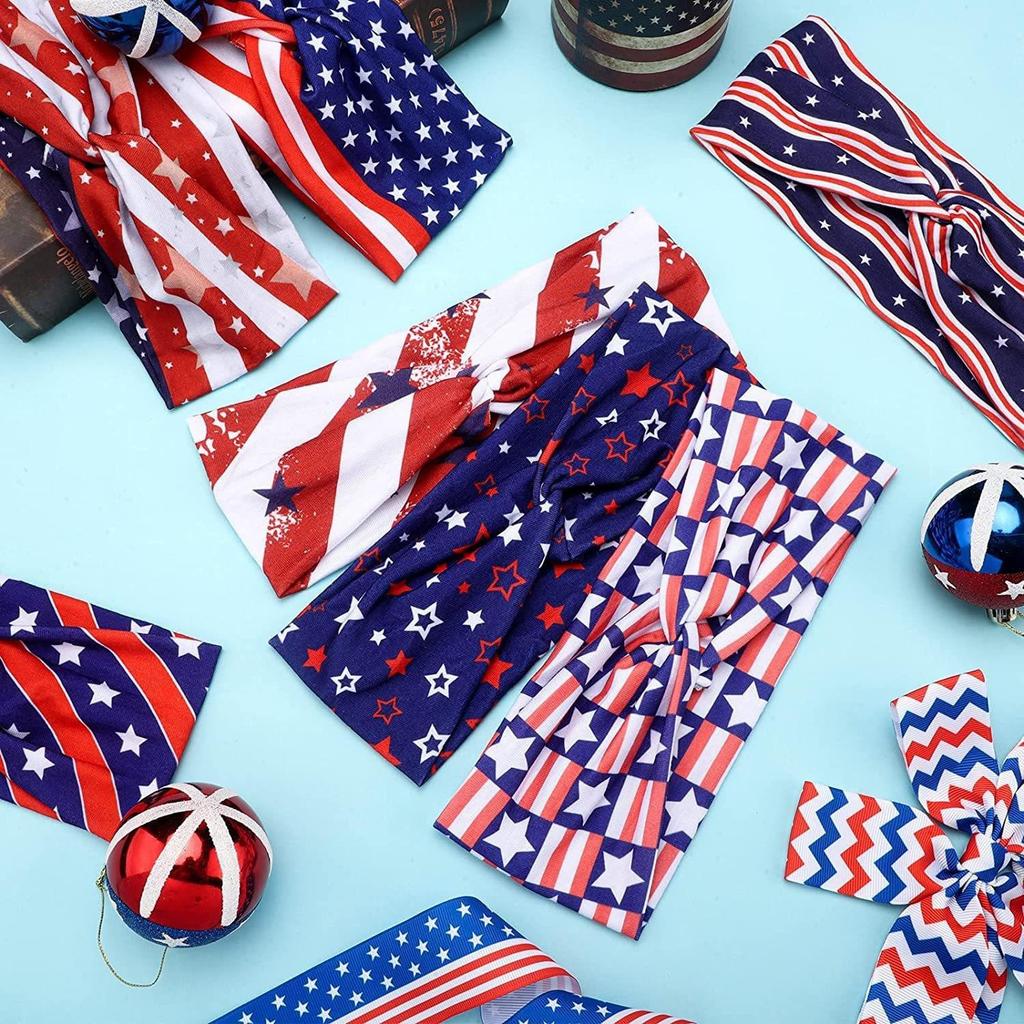 American Flag Headband: Elastic, Sweat-Absorbent for Yoga & Running on Independence Day