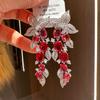 Silver Needle New Chinese Zircon Leaf Water Drop Earrings Light Luxury Premium Sense Earrings Retro Court Style Temperament Earrings Women