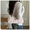 Cute Floral Bow Shoulder Underarm Bags for Women Lightweight Portable Ladies Handbags Simple Sweet Lace Girls Pillow Bag Tote