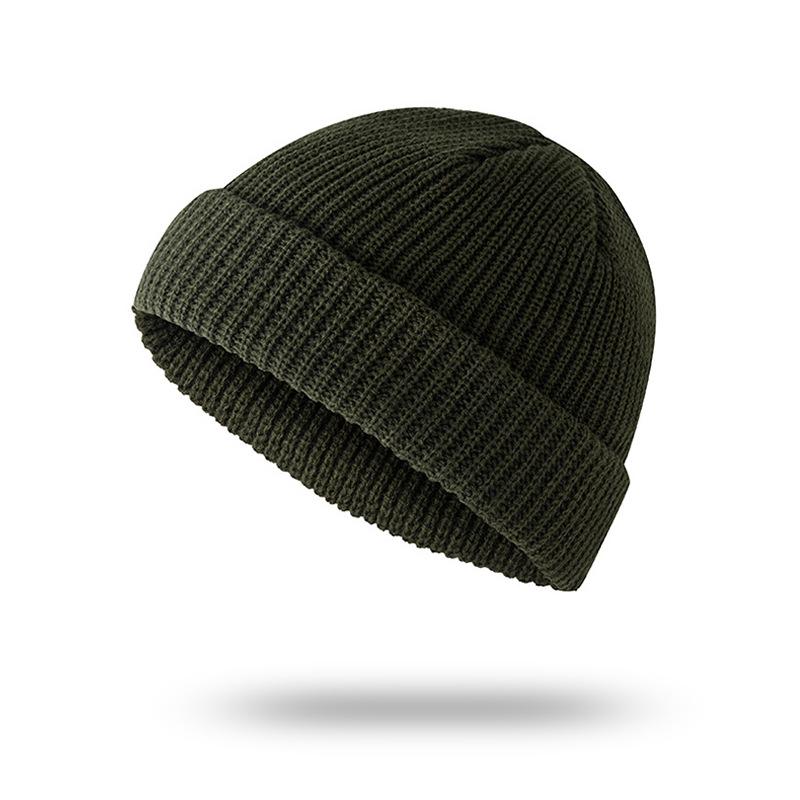 Hat Men's Autumn and Winter Short Melon Hat Knitted Wool Hat Hip Hop Street Hooligan Hat Yuppie Bag Head Cold Hat