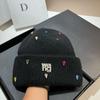 Paris Light Luxury Heavy Industry Rhinestone King Knitted Hat Winter Warm Rabbit Hair Cold Hat Outdoor Sweet Ear Hat