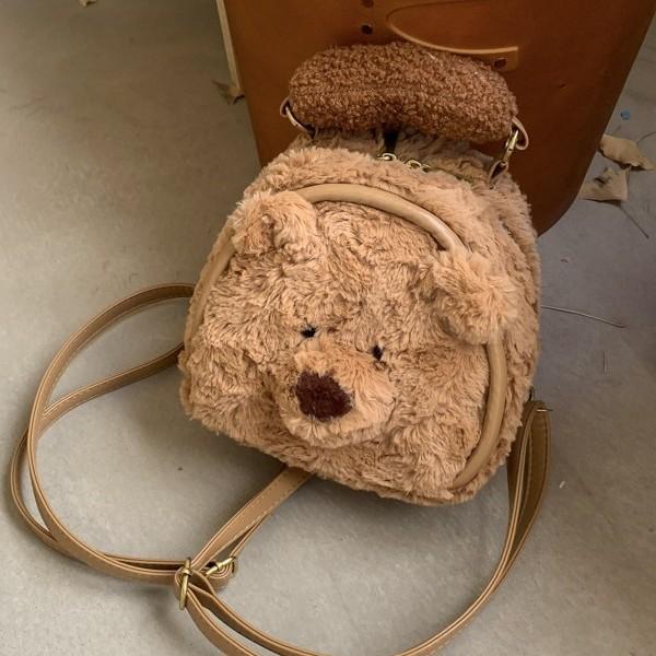 Schoolbag Cartoon Cute Plush Teddy Bear Backpack Female Niche Design Baguette Student Bag Versatile Backpack
