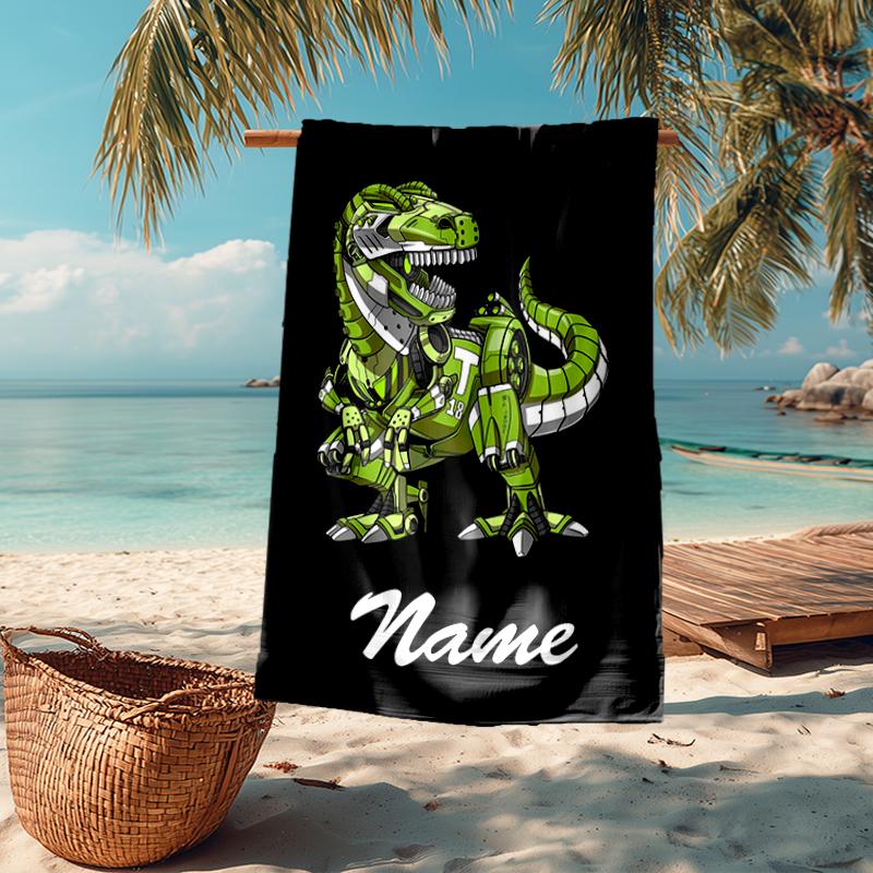 Personalisierbares Ultra-Weiches Strandtuch mit Dinosaurier-Thema, Ideal für Pool - Camping, Tauchen - Perfekter Reisebegleiter, Lebendiges Strandtuch.