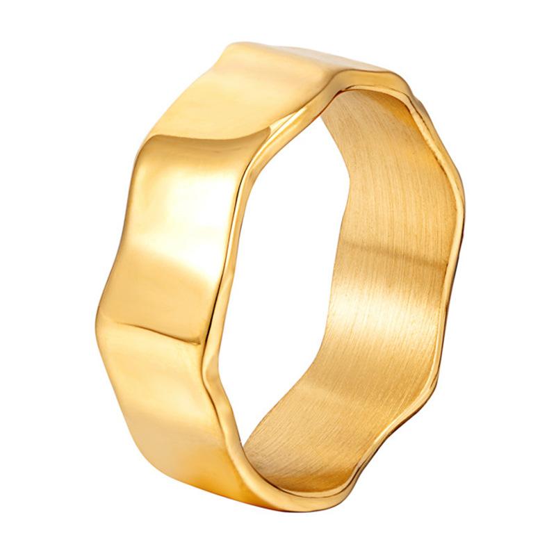 The Same Fashionable Simple Irregular Ring Cold Wind Temperament High-end Ring Women's Titanium Steel Non-fading Jewelry