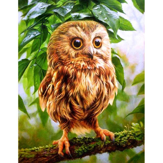 5D DIY Diamantmålning Djuruggla Strassbild Full Rund Diamantbroderi Mosaik Handgjord heminredningspresent