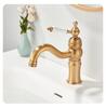 Tuqiu Gold Bathroom Faucet Brass Antique Bathroom Basin Faucet Cold And Hot Water Mixer Sink Tap Single Hole Lavotory Tap