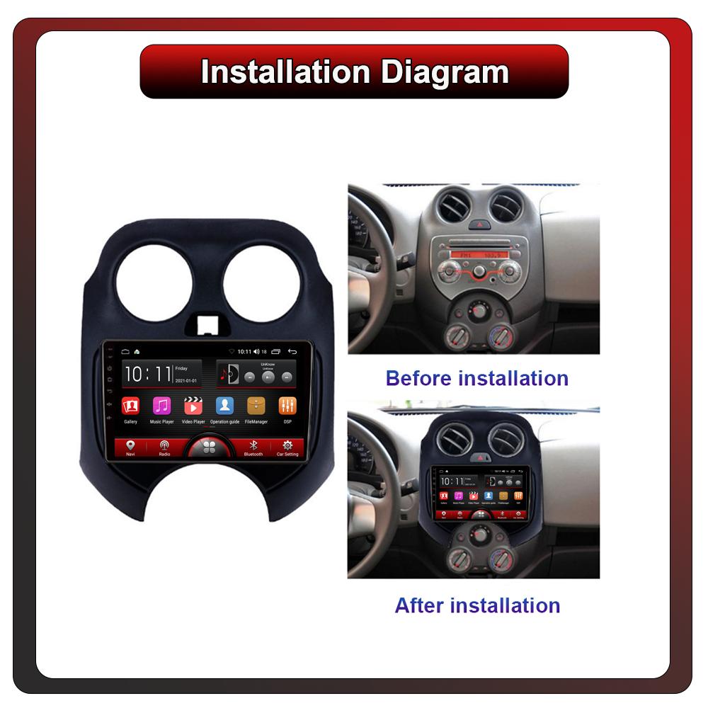 2Din Android Car-Play Car Radio,Nissan March 2010-2013,Multimedia Player Head Unit Stereo GPS Navigation BT WIFI,1+16GB