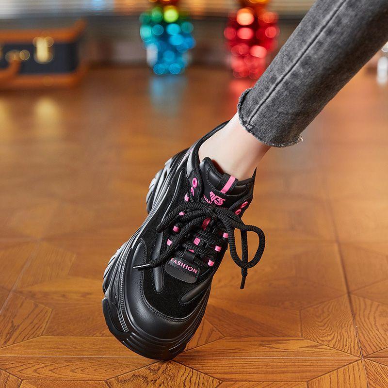 Platform dad shoes, women's muffin shoes, young and small, looking thin, inner height increase, outer dad shoes