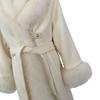 OFTBUY Autumn Winter Jacket Natural Real Big Fox Fur Collar Belts Long Thick Warm Wool Blends Coat Women Outerwear Streetwear